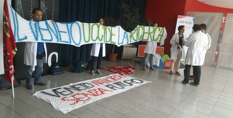 I ricercatori di Veneto Nanotech protestano
