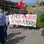 Una protesta dei ricercatori di Veneto Nanotech